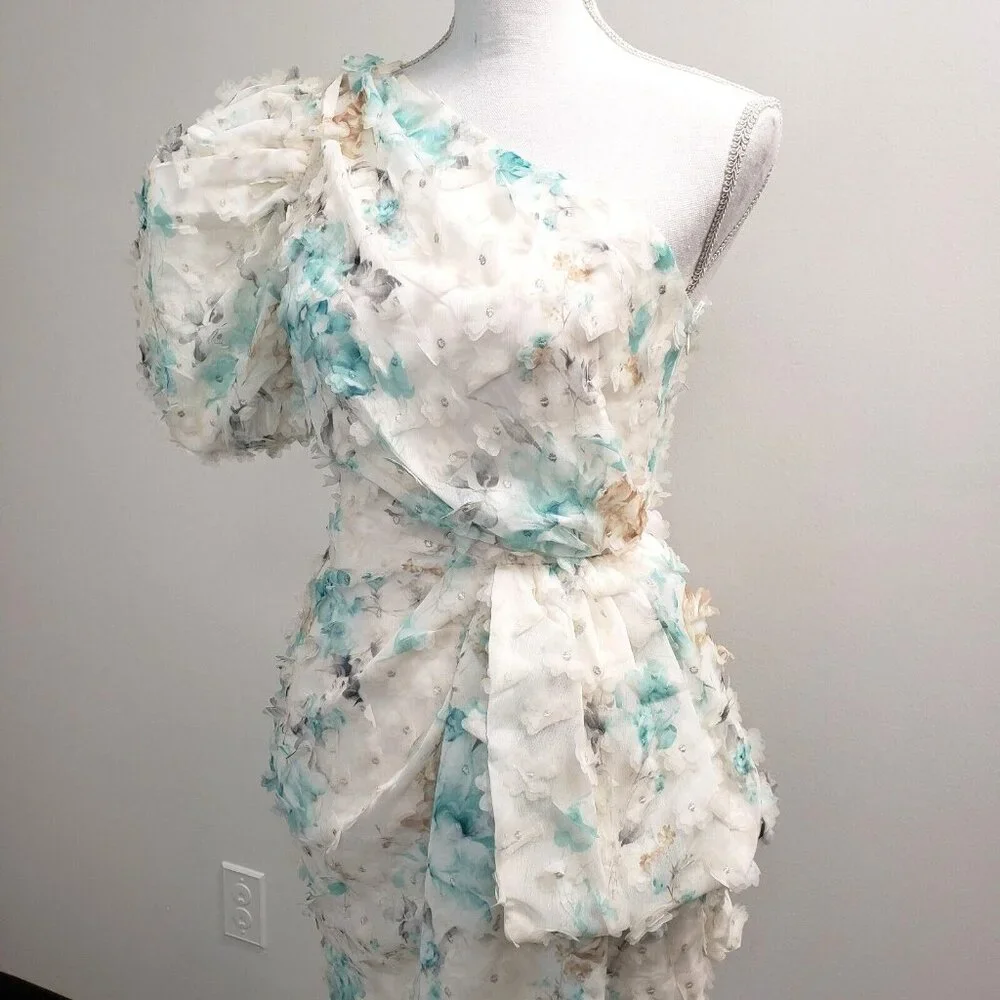 Elliatt Nala 3D Floral Applique One Shoulder Dress Size XS - Picture 5 of 12